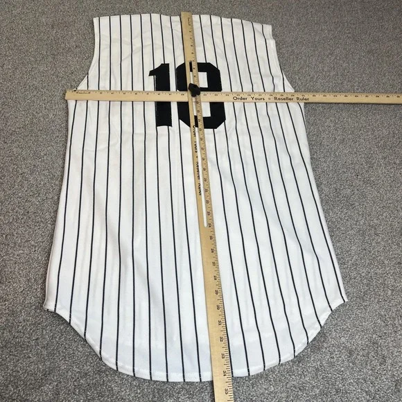 Sox Jersey Mens Medium White Black Baseball Pinstripe Button Front 18 Sleeveless - Picture 11 of 13